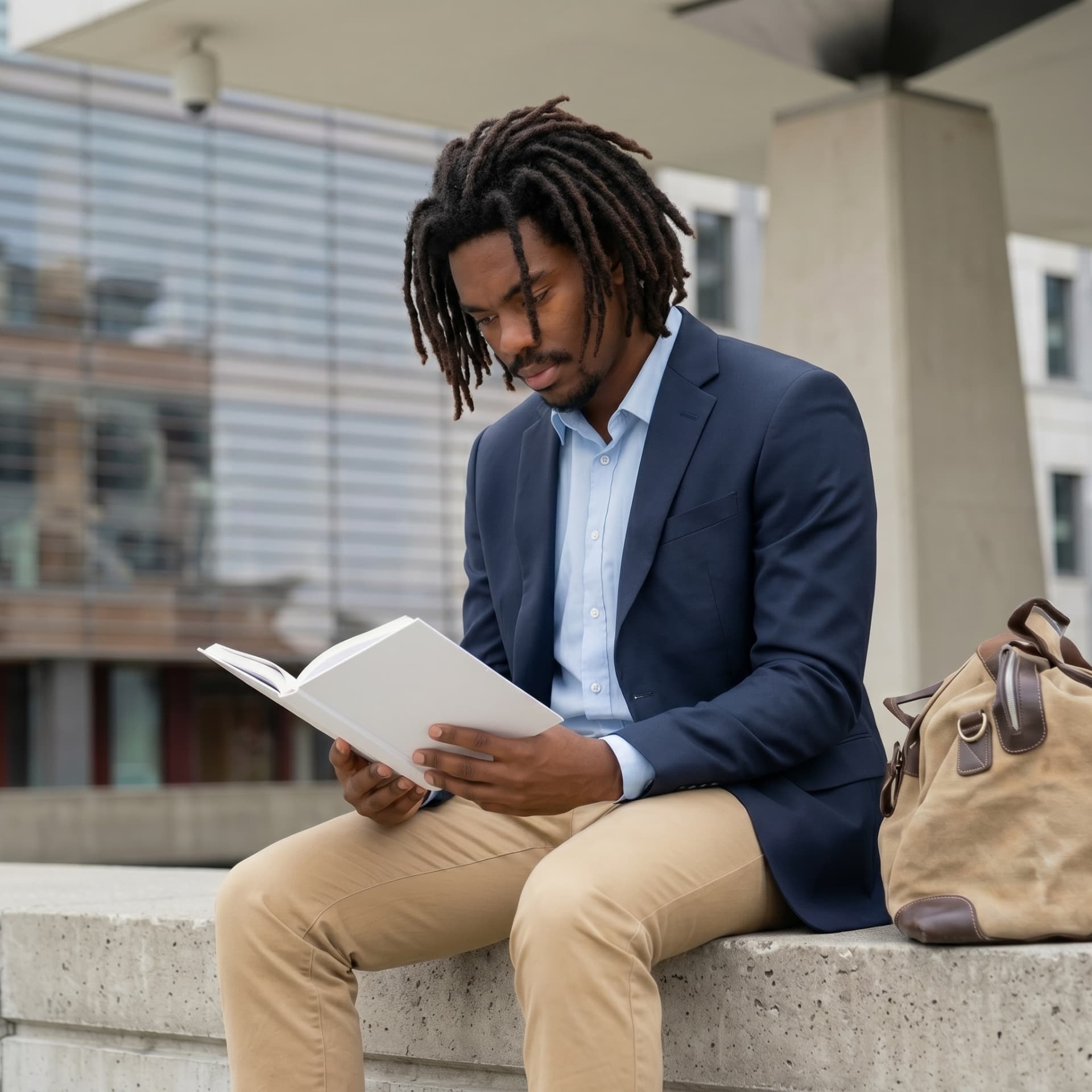 An American Open University student reading course material
