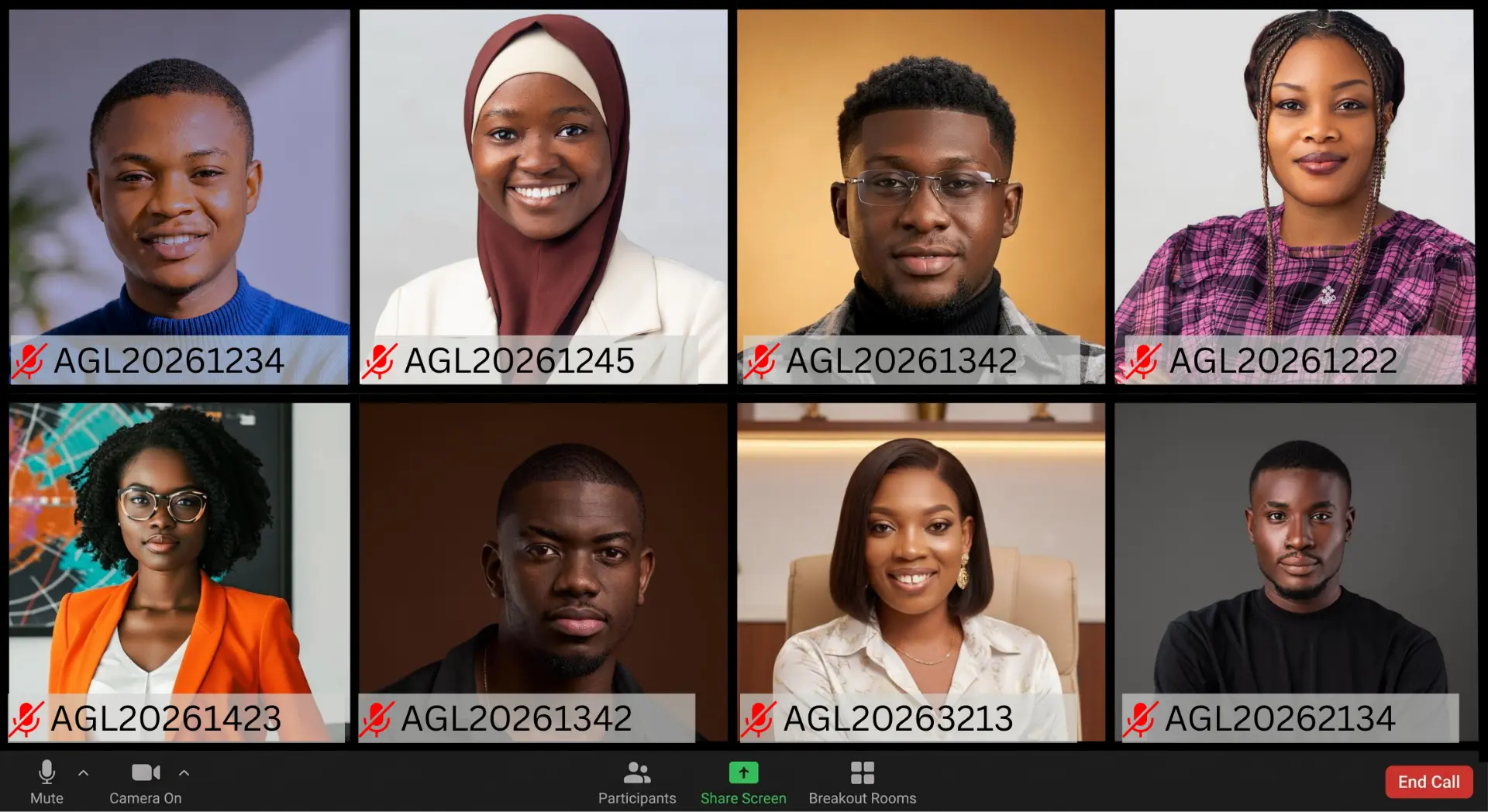 A-Global students in an online class session