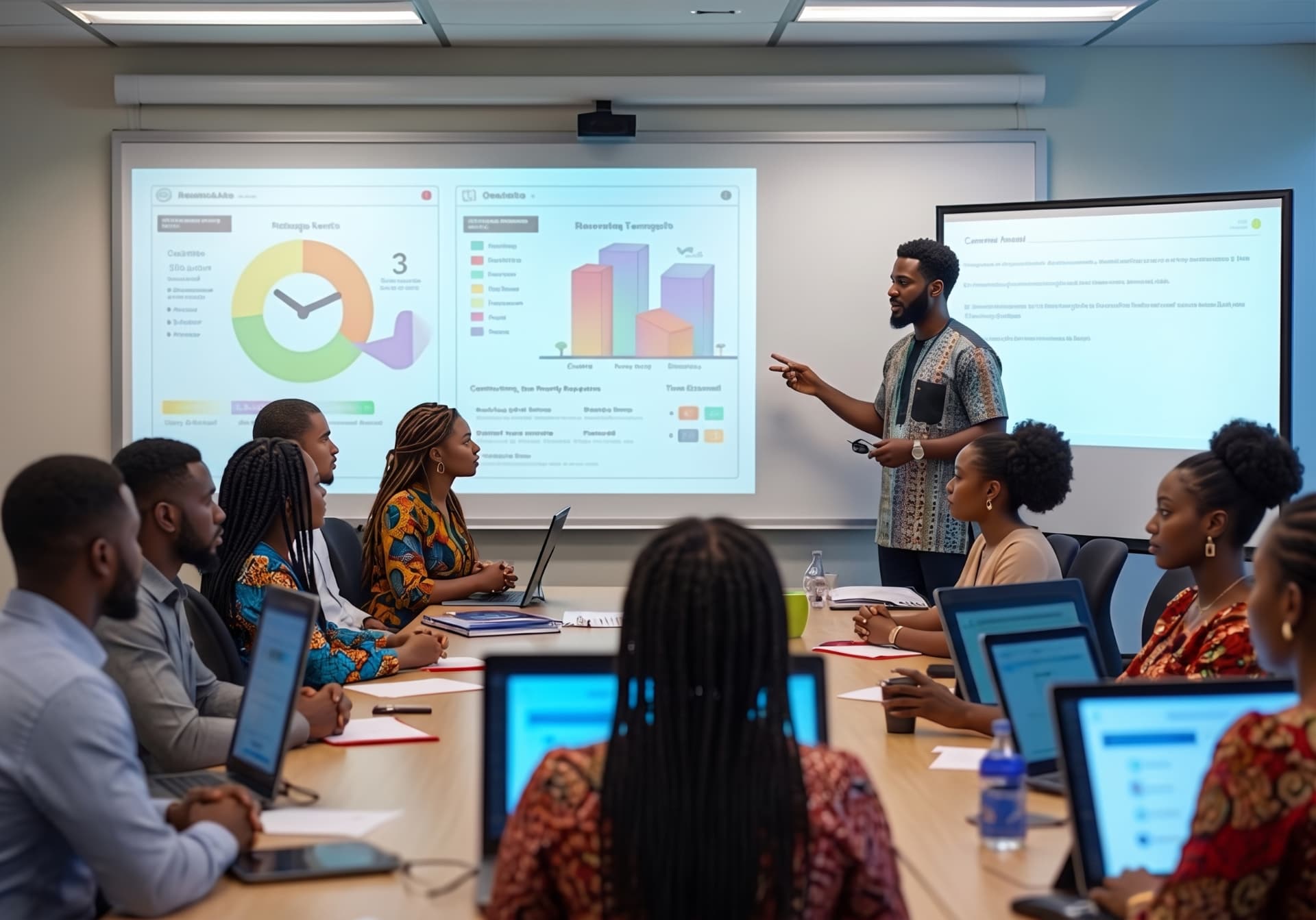 A-Global students in a technology-enabled classroom